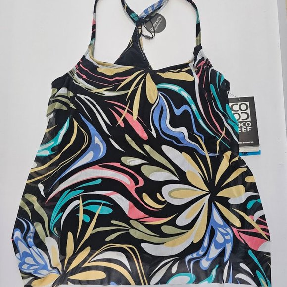 Coco Reef Retro Swirl Current Mesh Layer Tankini Swim Top - Picture 6 of 11